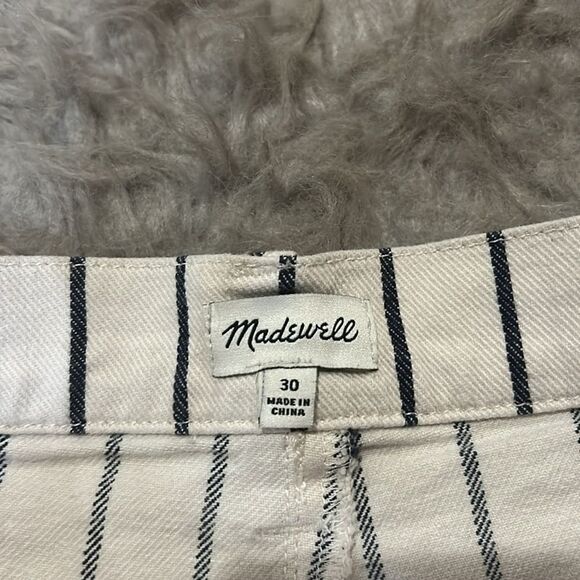 Madewell women’s navy blue and cream stripped cotton jean shorts size 30 - Picture 3 of 5